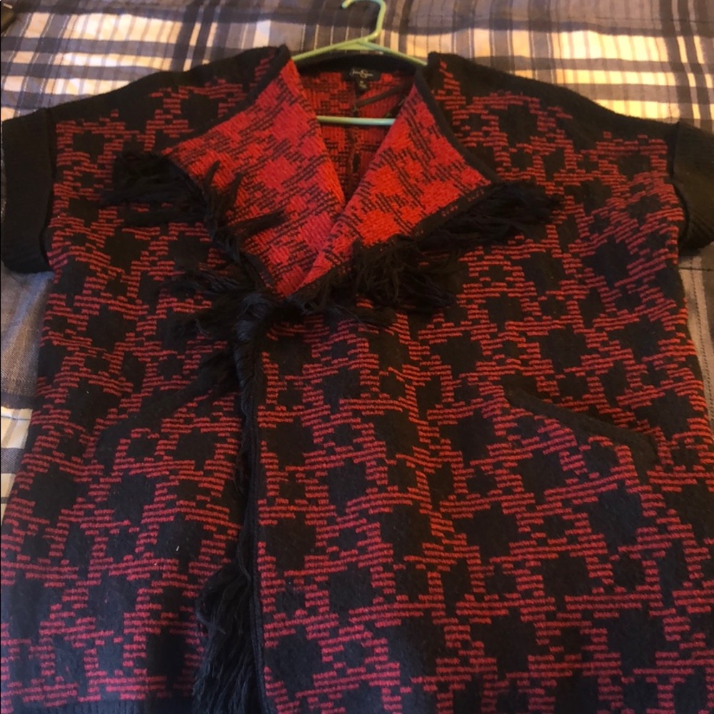Red and black poncho